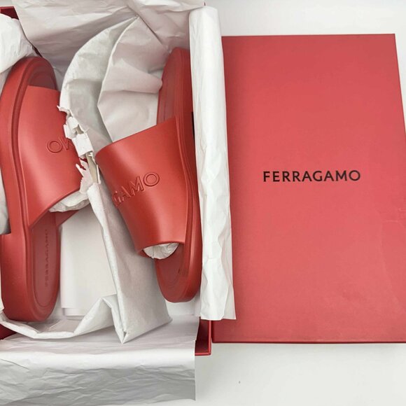 Ferragamo Mens Giuneva Logo Embossed Slides US Size 11 main image 10